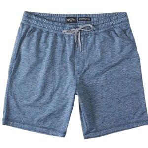 BILLABONG Mens Large Heather Blue Adventure Division Surftrek Fleece Sweatshorts